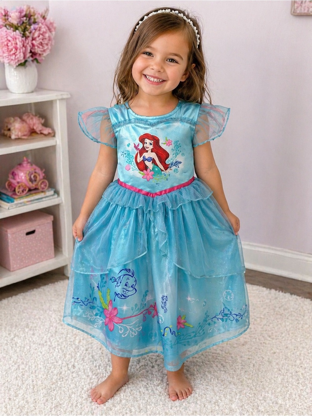 Disney Princess Ariel Little Mermaid Dress Costume Blue Tulle Size 3T